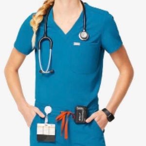 FIGS Alps Blue Catarina Scrub Top XS